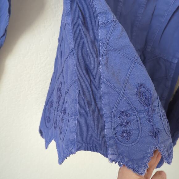 G. Designs Natural Fashions Top Womens S Blue Boho Embroidered Ethereal Whimsy - Picture 4 of 8